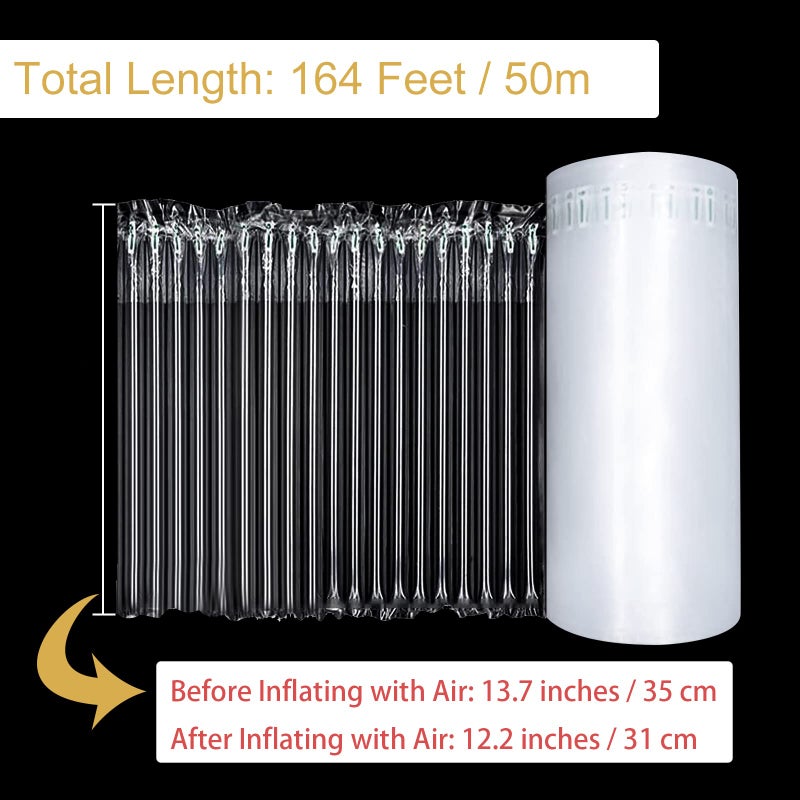 FVIEXE 13.7 Inch x 164 Feet Bubble Cushioning Wrap Roll  Large Bubble Air Bubbles for Packaging Moving Shipping Delivering with Free Pump  Inflatable Air Column Bubble Bag Wine Bottle Protector - Image 2